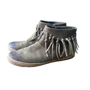 Ugg Australia Brown Suede Fringe Ankle Boots Moccasins Womens Size 7